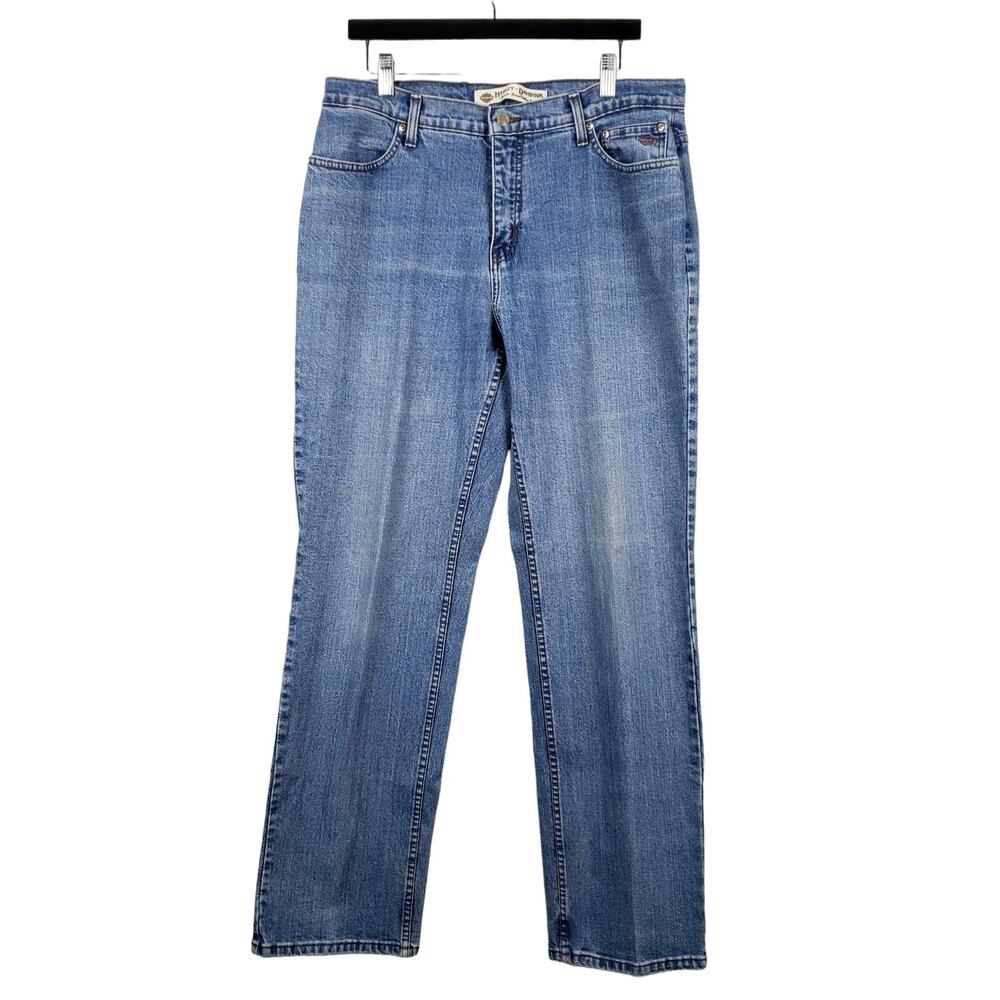Harley Davidson High Waist Jeans Mom Blue Casual Denim - 14